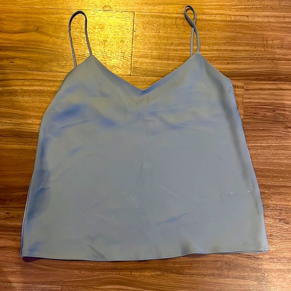 Club Monaco blue/grey satin top - Picture 3 of 3